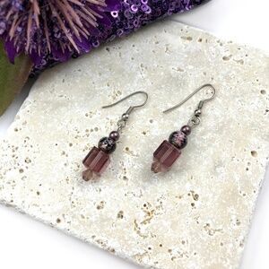 Purple Bead Dangle Earrings​​​